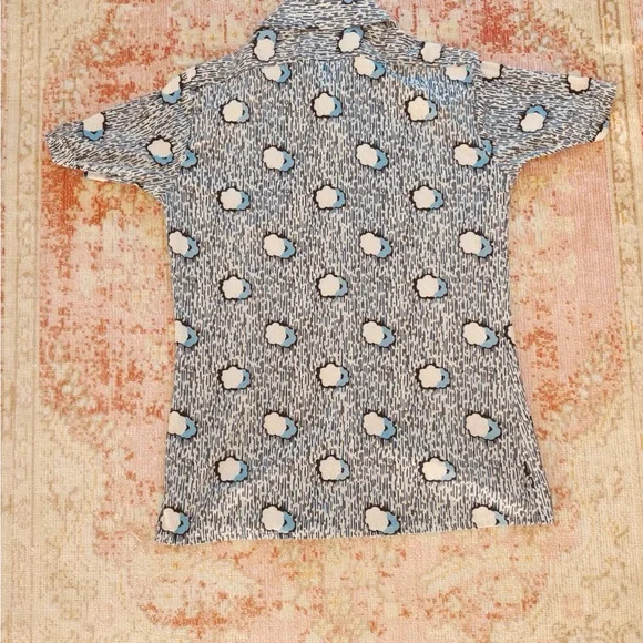 Men’s Vintage Blue Cloud-Print Short-Sleeve Camp Shirt - Picture 2 of 3